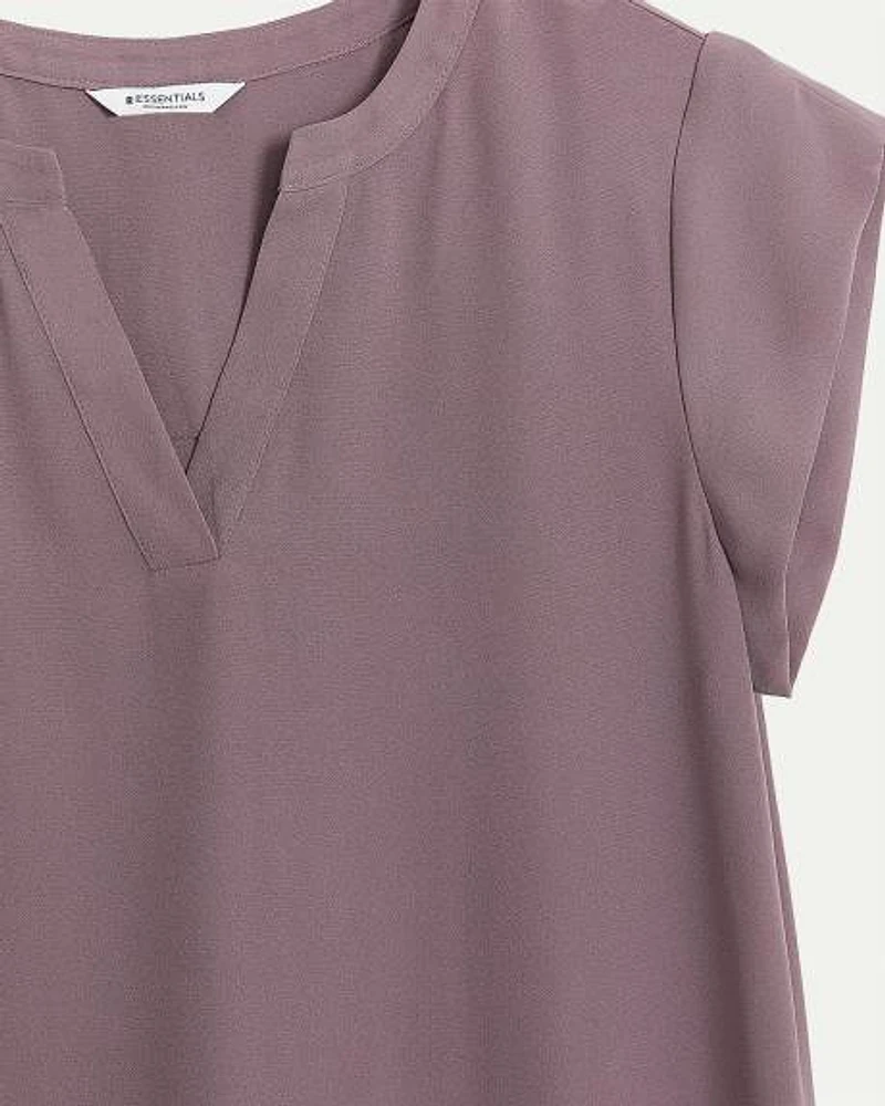 Cap Sleeve Split Neck Blouse