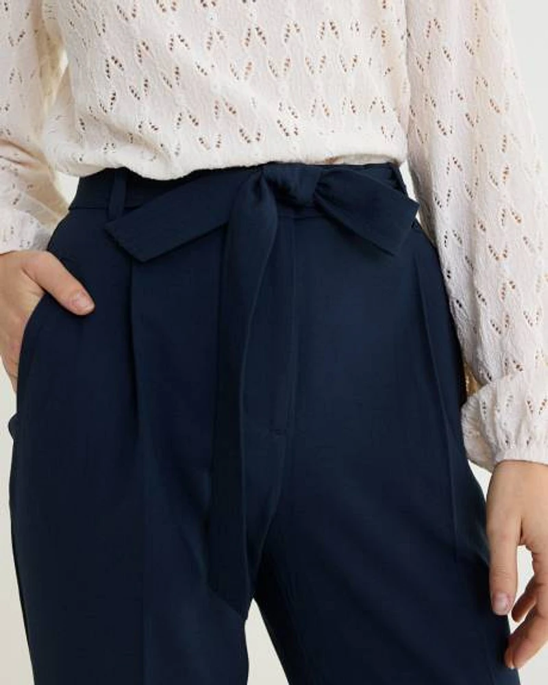 Tapered-Leg High-Rise Pant with Sash