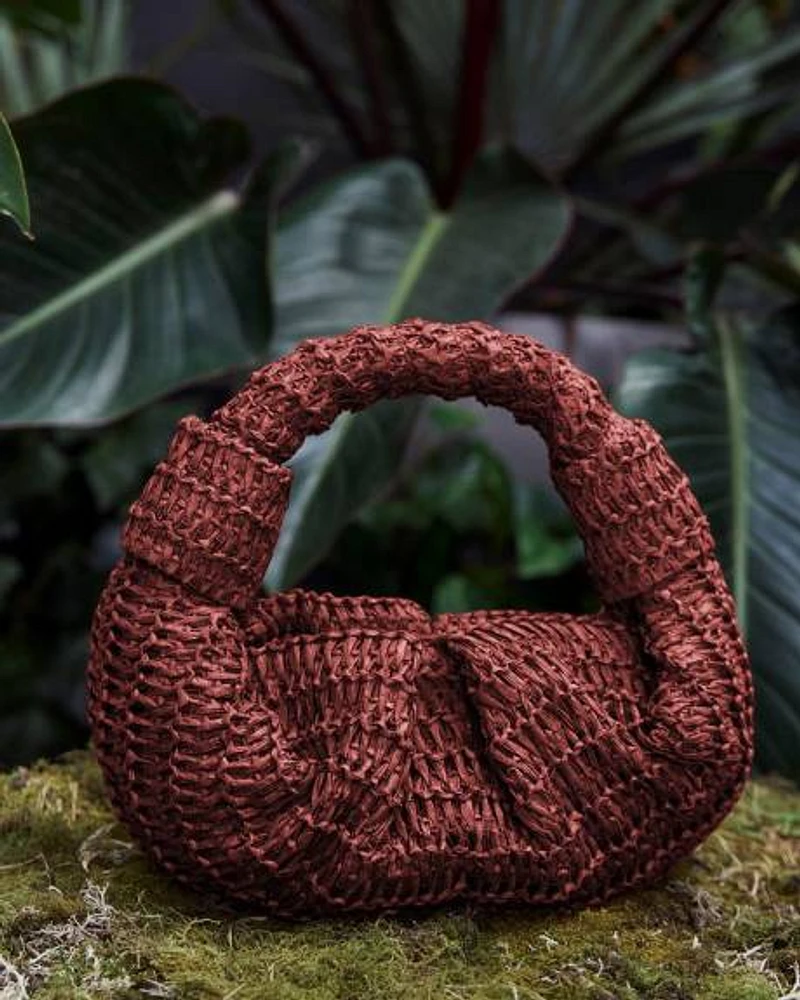 Small Half-Moon Straw Bag