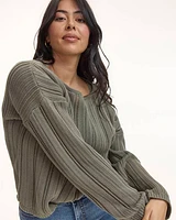 Long-Sleeve Pullover with Open Stitches