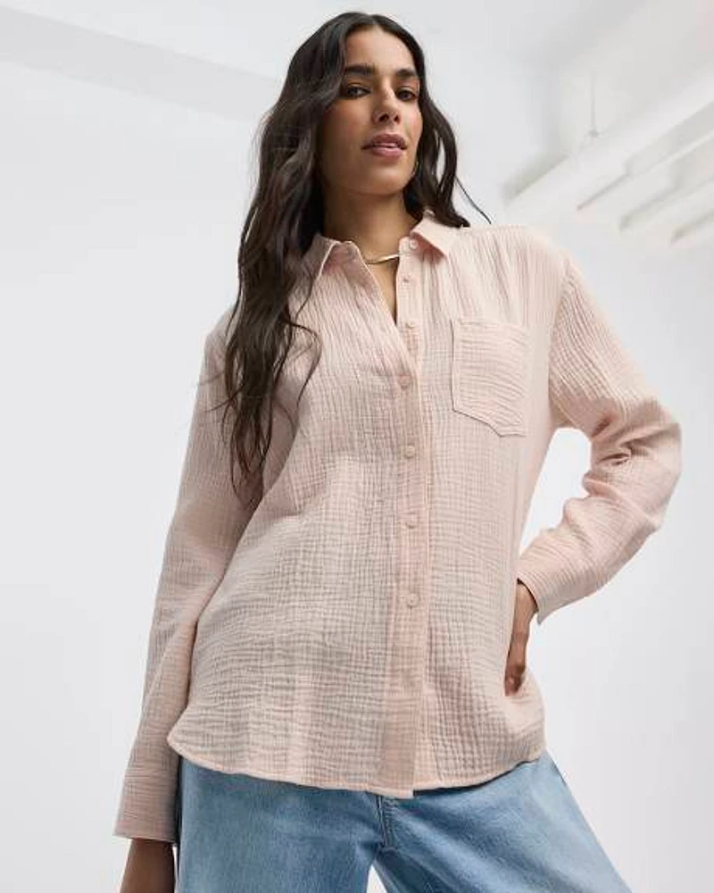 Long-Sleeve Textured Shirt