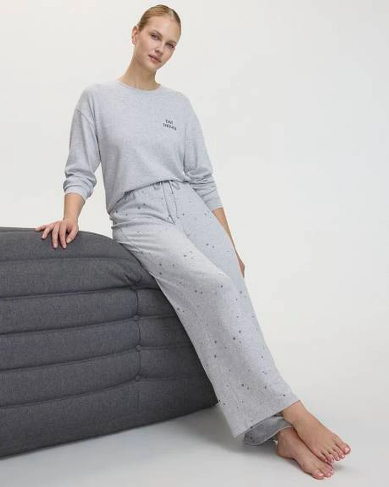 Wide-Leg Brushed Snit Pyjama Pant