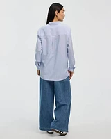 Striped Long-Sleeve Buttoned-Down Blouse