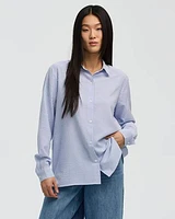 Striped Long-Sleeve Buttoned-Down Blouse