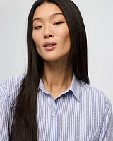 Striped Long-Sleeve Buttoned-Down Blouse