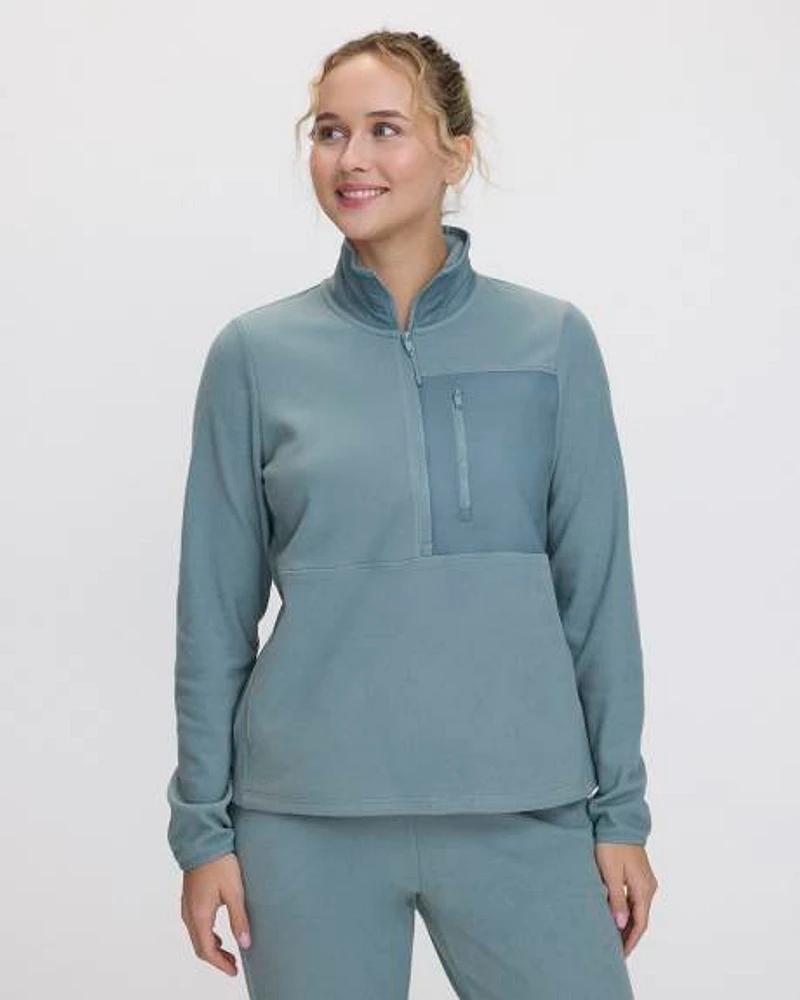 Veste à demi-zip en tissu polaire