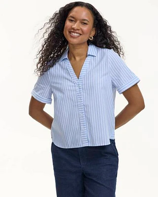 Short-Sleeve Buttoned-Down Blouse