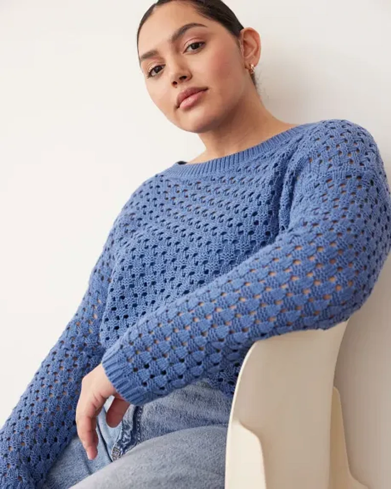 Long-Sleeve Pullover with Open Stitches