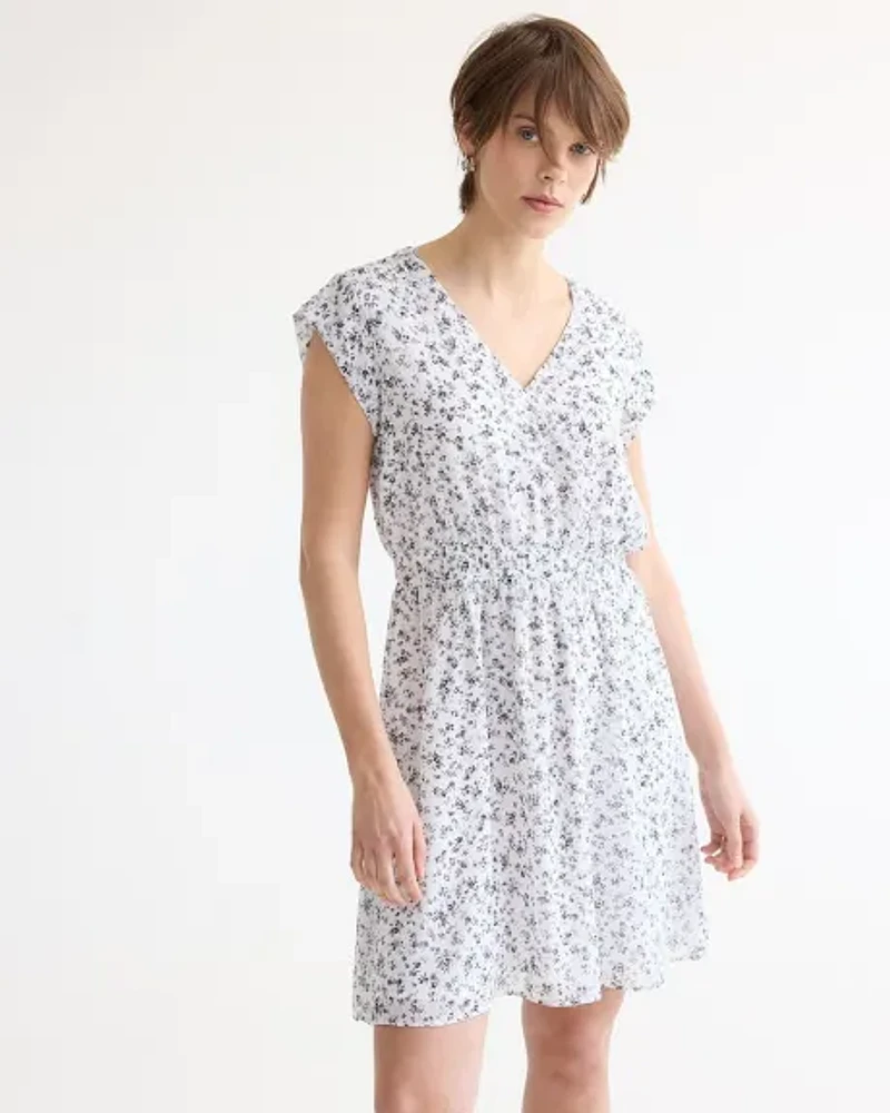 Short-Sleeve V-Neck Dress