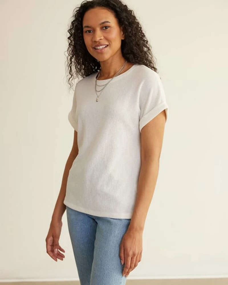 Crew-Neck Tee with Short Dolman Sleeves