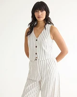 Striped Linen Suit Vest