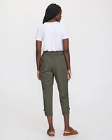 Pantalon capri à taille haute et jambe droite en popeline