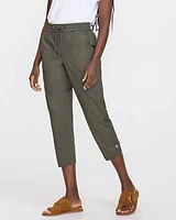 Pantalon capri à taille haute et jambe droite en popeline