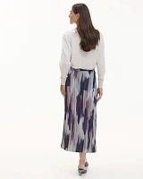 Pleated Midi Satin Skirt