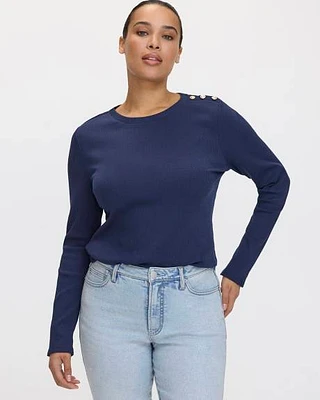 Long-Sleeve Crew-Neck Ribbed T-Shirt