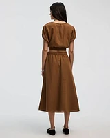 Swing Midi Skirt with Front Slit