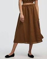 Swing Midi Skirt with Front Slit