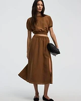 Swing Midi Skirt with Front Slit