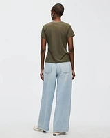 Ribbed Fitted Crew Neck T-Shirt