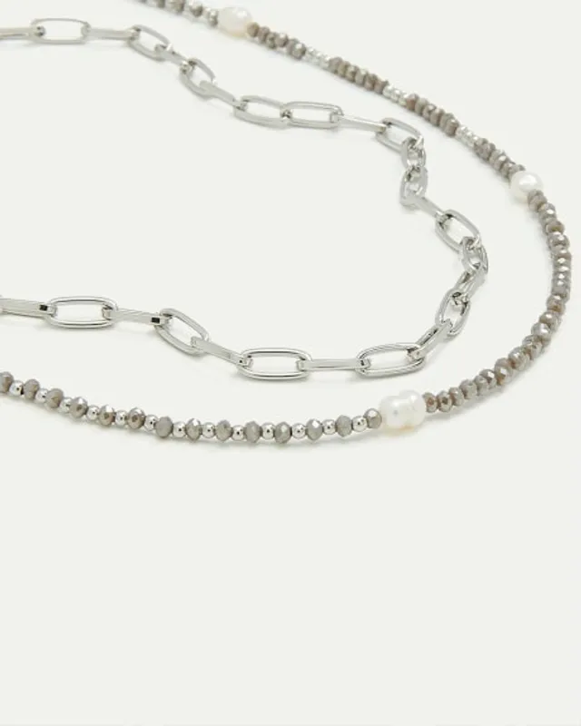 Double-Layer Short Necklace with Pearl Pendant