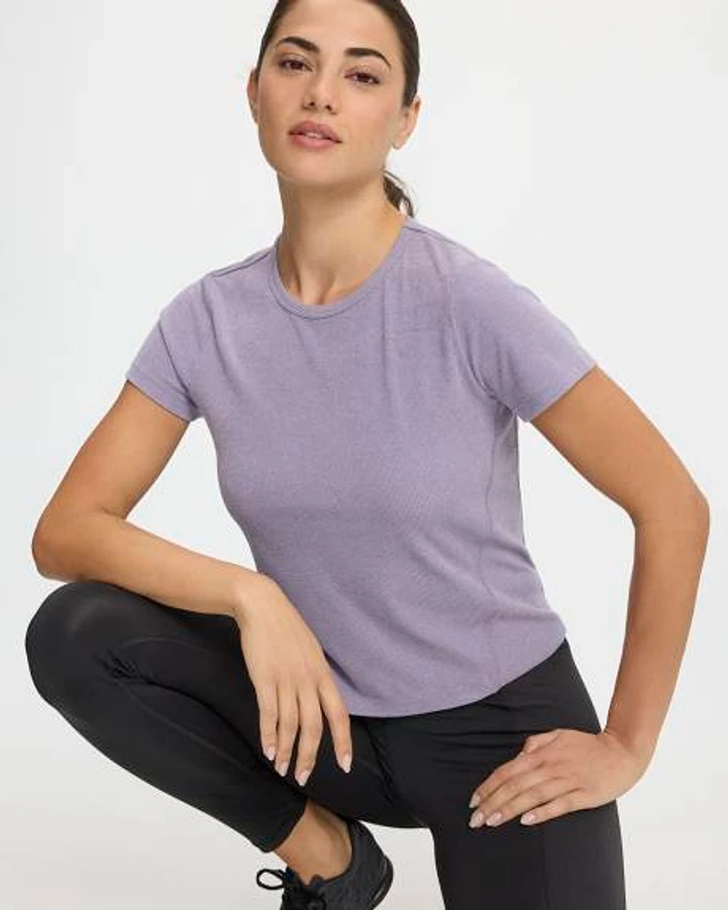 Short-Sleeve Crew-Neck Ribbed Tee