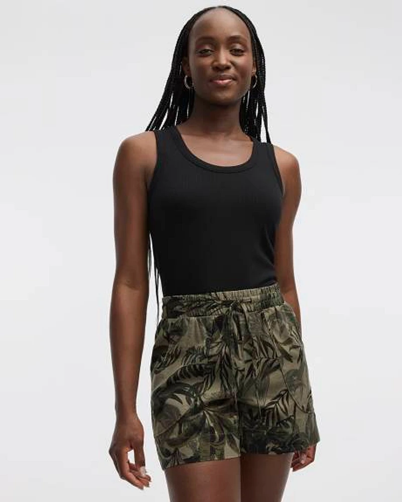 Short en mélange de lin avec cordon serrage
