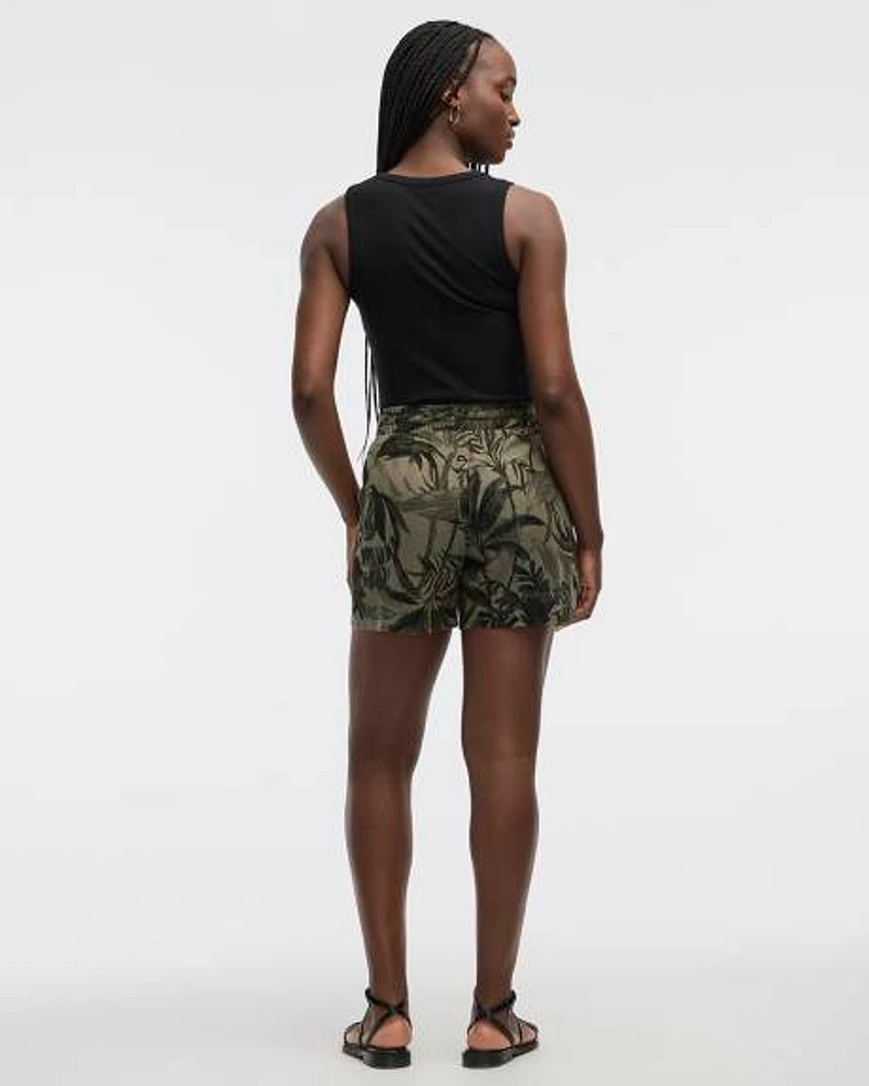 Short en mélange de lin avec cordon serrage