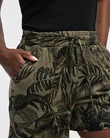 Short en mélange de lin avec cordon serrage