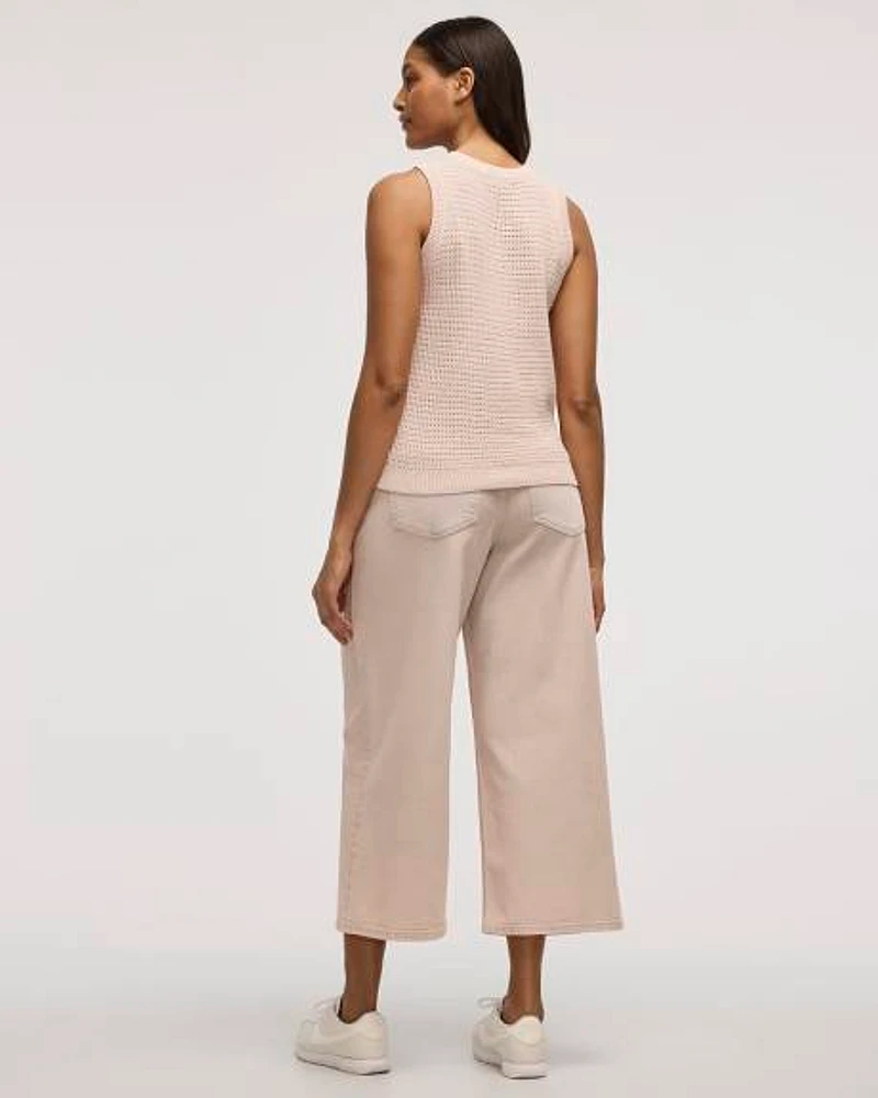 Camisole en mailles de fantaisie à col rond
