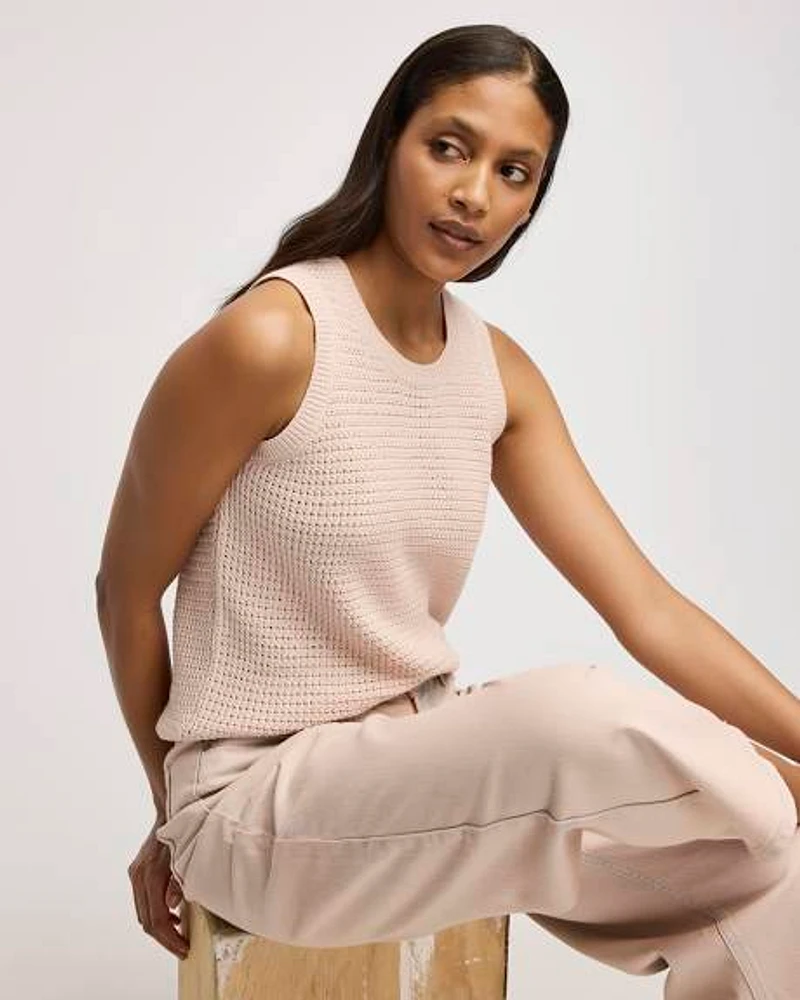 Camisole en mailles de fantaisie à col rond