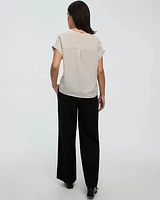 Extended-Sleeve Split-Neck Blouse