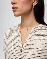 Extended-Sleeve Split-Neck Blouse