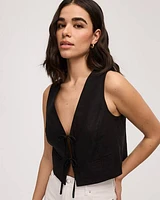 Linen-Blend Sleeveless Vest