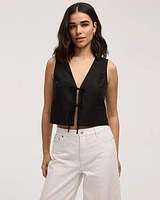 Linen-Blend Sleeveless Vest