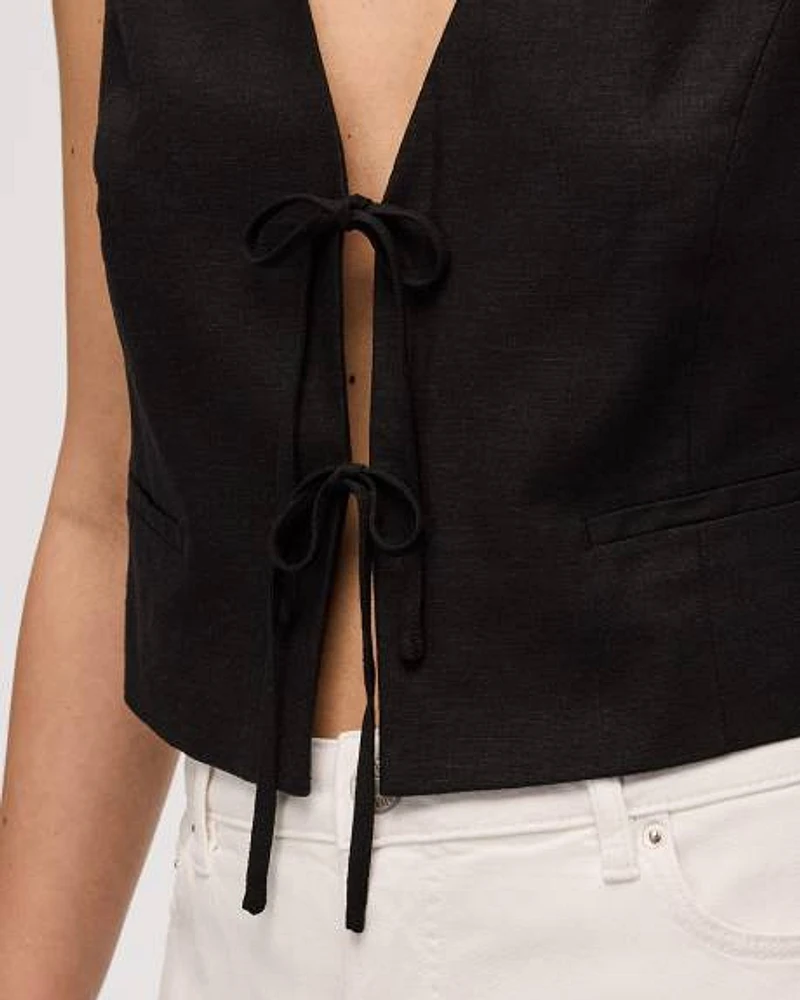 Linen-Blend Sleeveless Vest