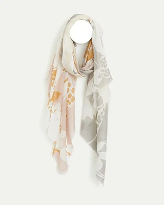 Oversized Scarf with Floral Pattern