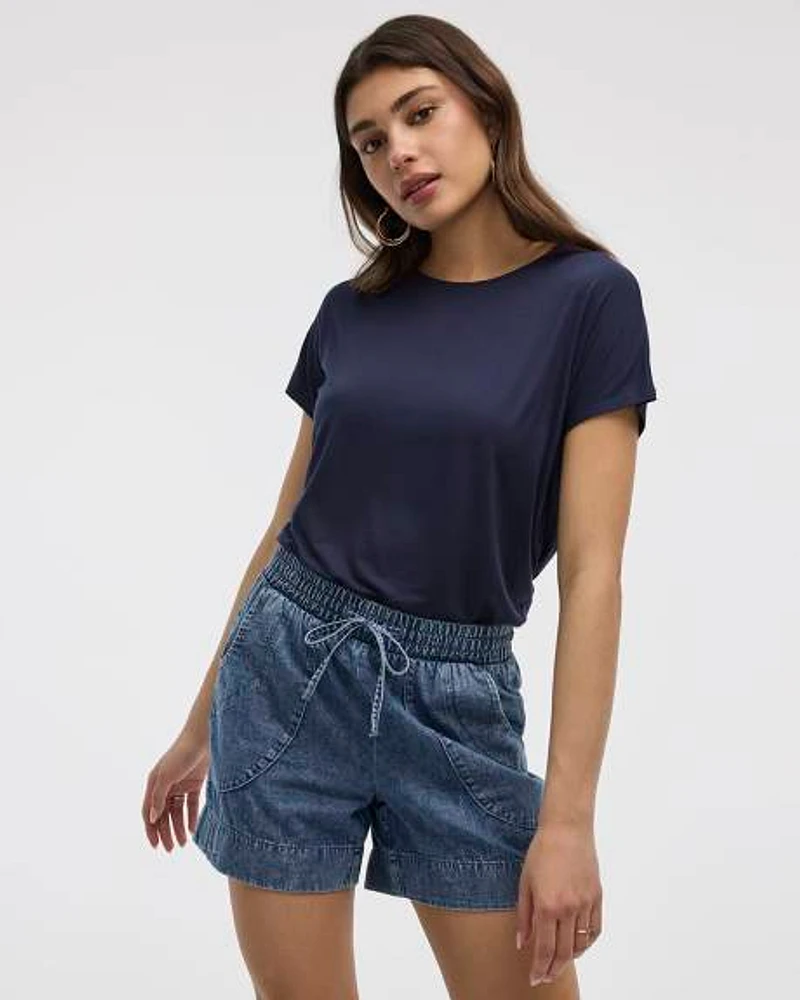 T-shirt à manches courtes dolman et col bateau