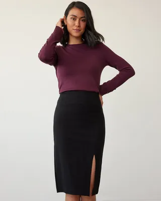 Midi Pencil Skirt with Front Slit, The Modern Stretch
