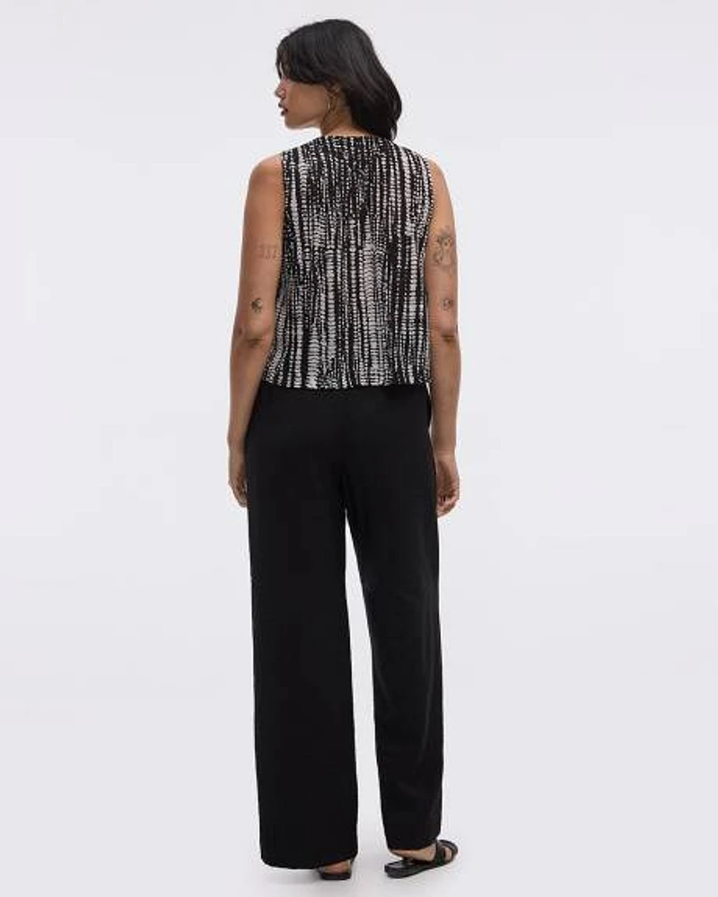 Crew-Neck Tank Crinkle-Knit