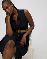 Sleeveless Midi Shirt Dress