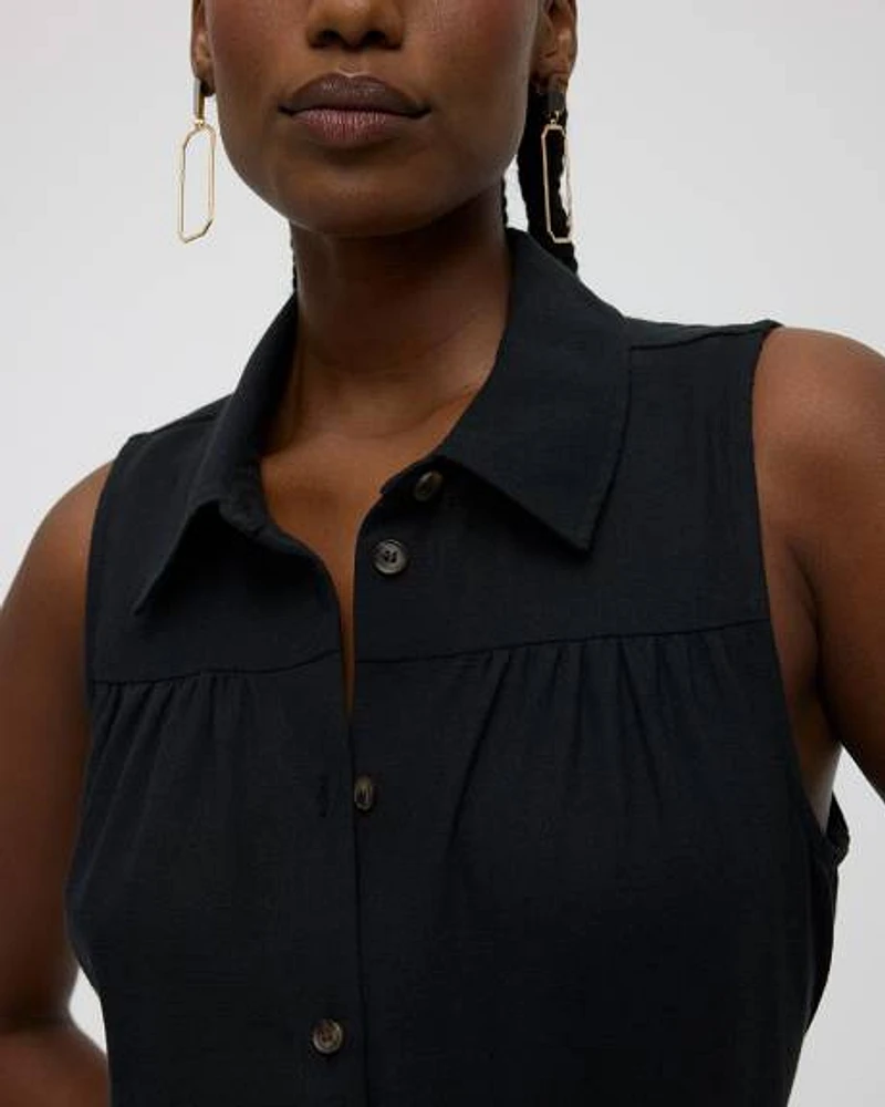 Sleeveless Midi Shirt Dress