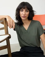 Extended-Sleeve V-Neck Top