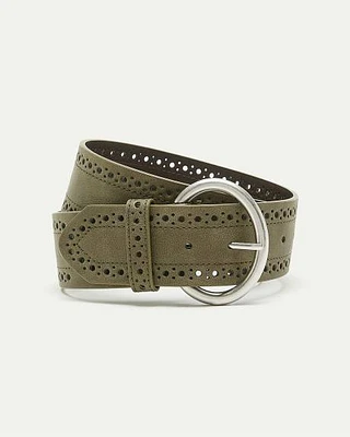 Faux Leather Belt with Perforated Details