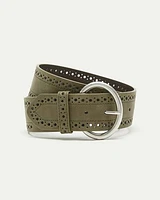 Faux Leather Belt with Perforated Details