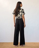 Pantalon à enfiler à jambe large et taille haute
