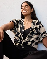 Pantalon à enfiler à jambe large et taille haute