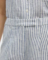 Pantalon en mélange lin à taille haute et jambe large