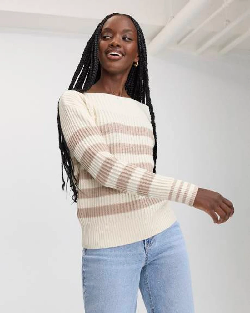 Long-Sleeve Boat-Neck Sweater