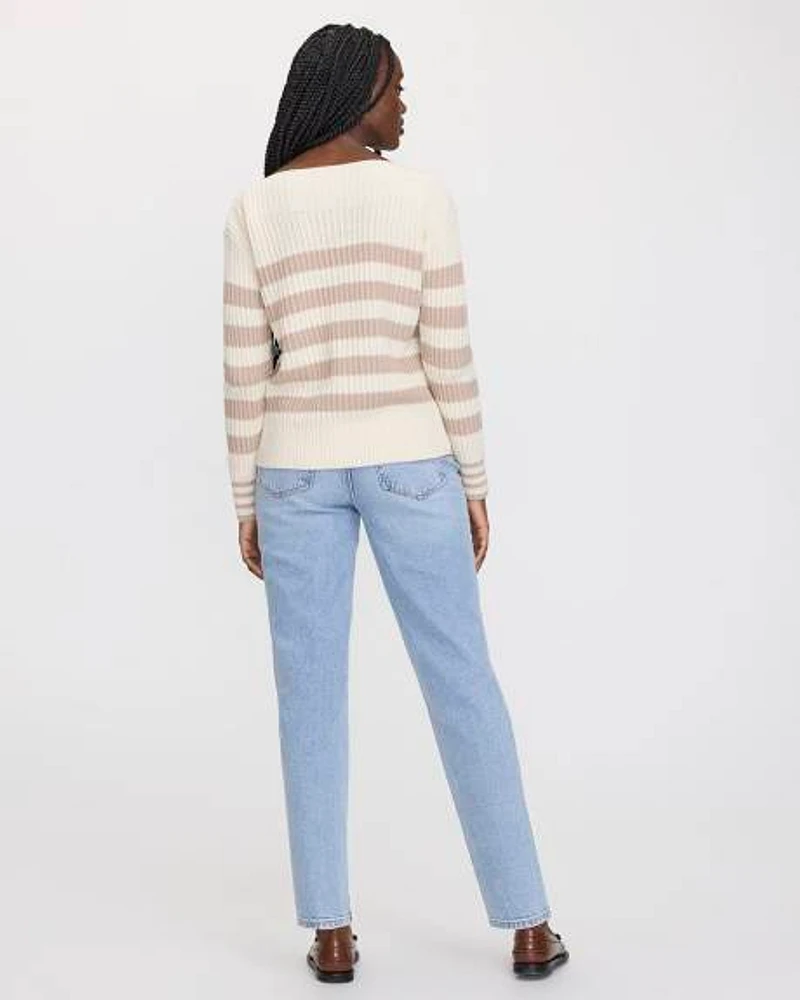 Long-Sleeve Boat-Neck Sweater