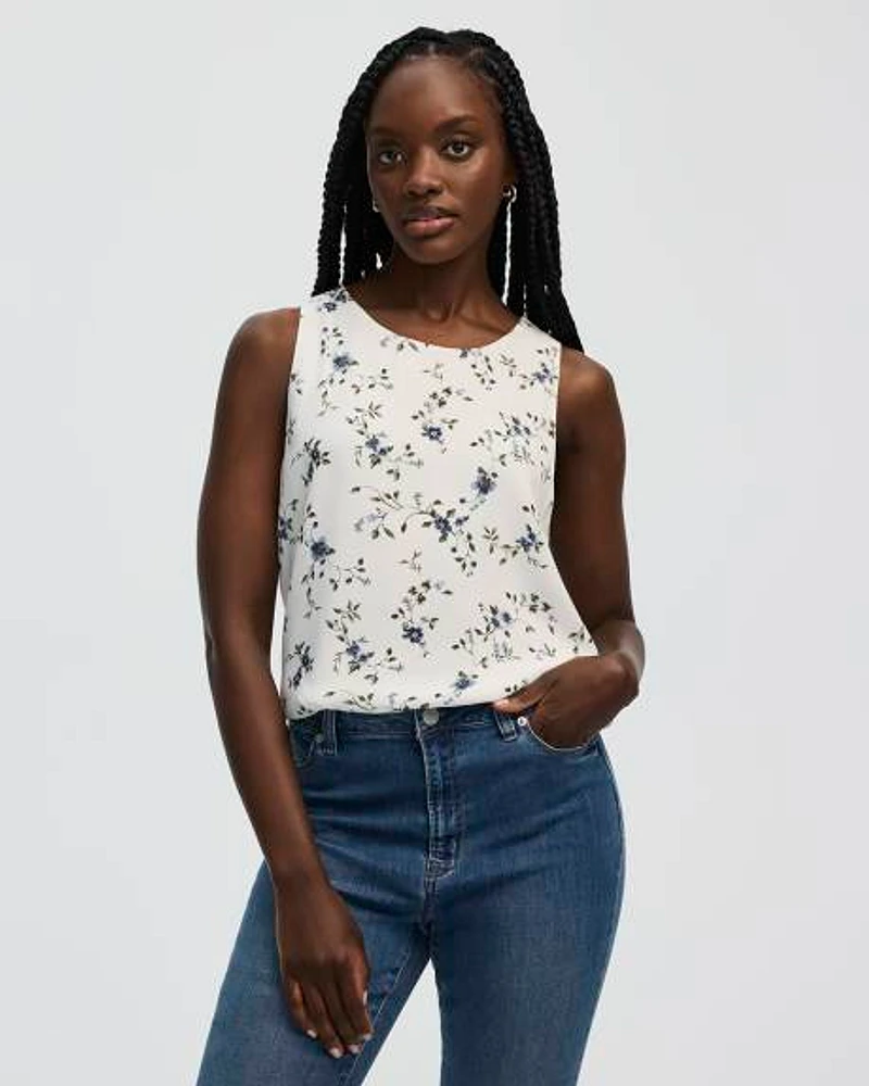 Blouse sans manches à col rond